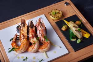 SAVVY_Tiger Prawn, Charcoal Potato, Leek, Vegetable_燒虎蝦配炭薯及烤時菜